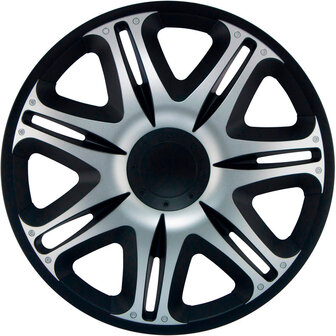 4-Delige J-Tec Wieldoppenset Nascar 14-inch zilver/zwart