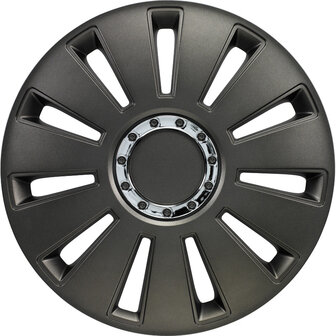 4-Delige Wieldoppenset Silverstone Pro 13-inch gun-metal + chroom ring