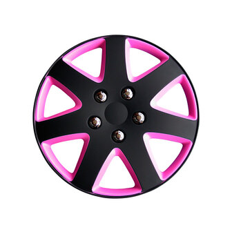 4-Delige Wieldoppenset Michigan 13-inch matzwart/roze