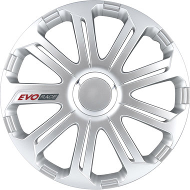 4-Delige Wieldoppenset EVO Race 13-inch zilver/chroom ring/logo