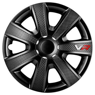 4-Delige Wieldoppenset VR 15-inch zwart/carbon-look/logo