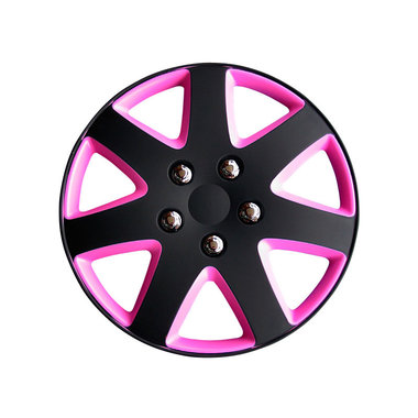 4-Delige Wieldoppenset Michigan 14-inch matzwart/roze